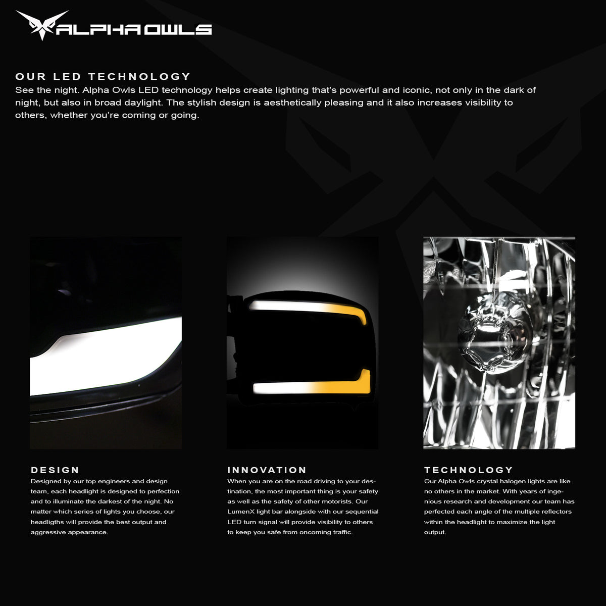 Alpha Owls 1988-1999 Chevy/GMC C/K Series Blazer Suburban Tahoe Yukon LM Series Headlights (Crystal Headlights Chrome Housing W/ LumenX Light Bar)