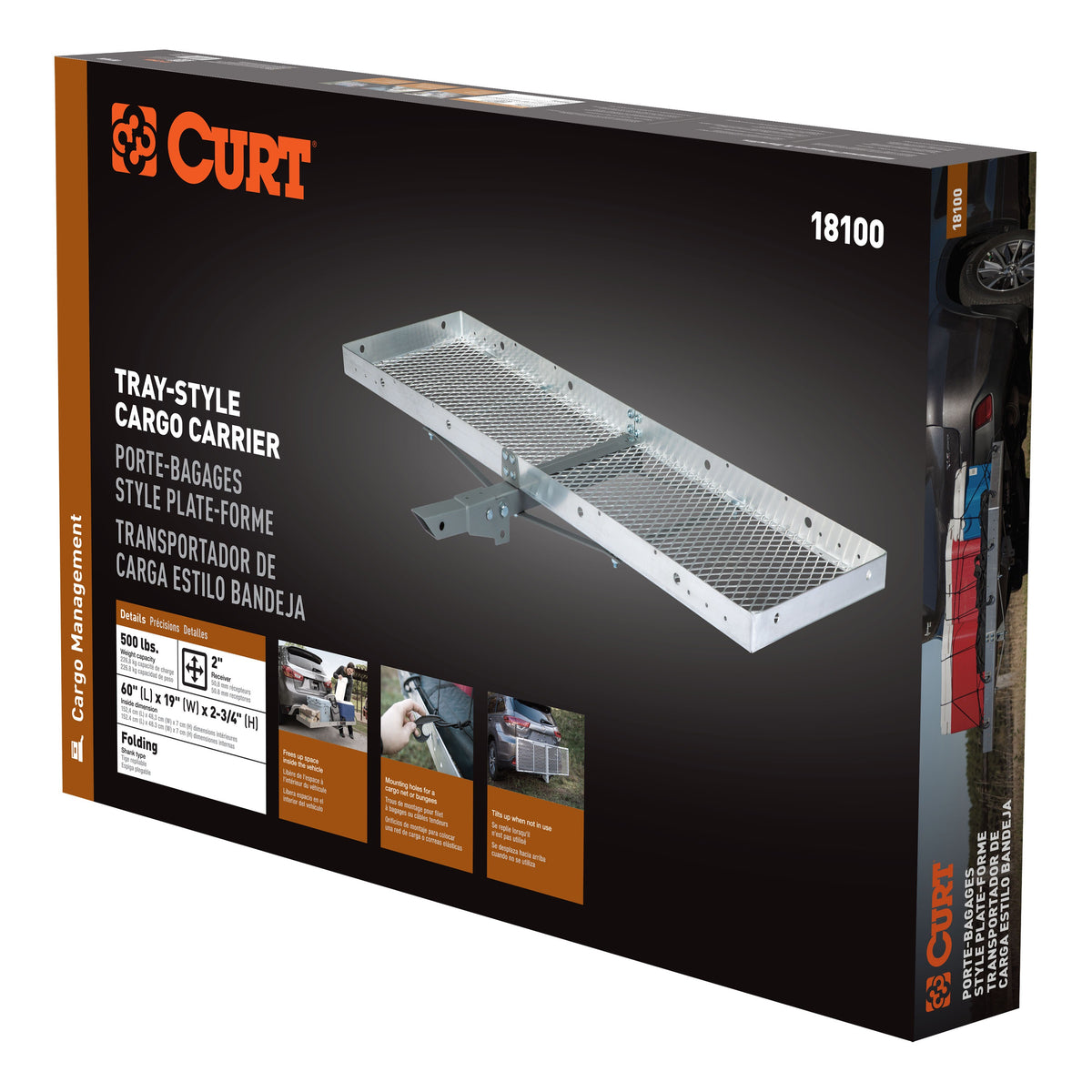 60" X 20" Aluminum Tray Cargo Carrier (Folding 2" Shank 500 Lbs.)