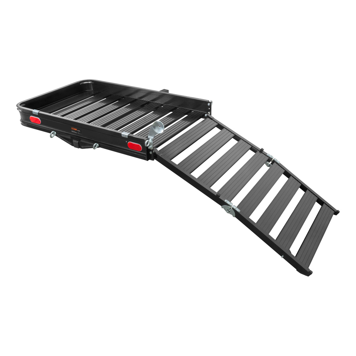 50" X 30" Black Aluminum Hitch Cargo Carrier With Ramp (Folding 2" Shank)