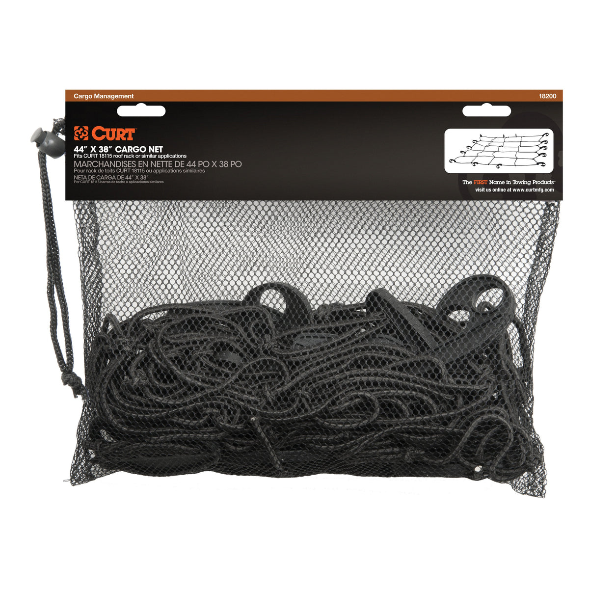 44" X 38" Elastic Cargo Net For Roof Basket