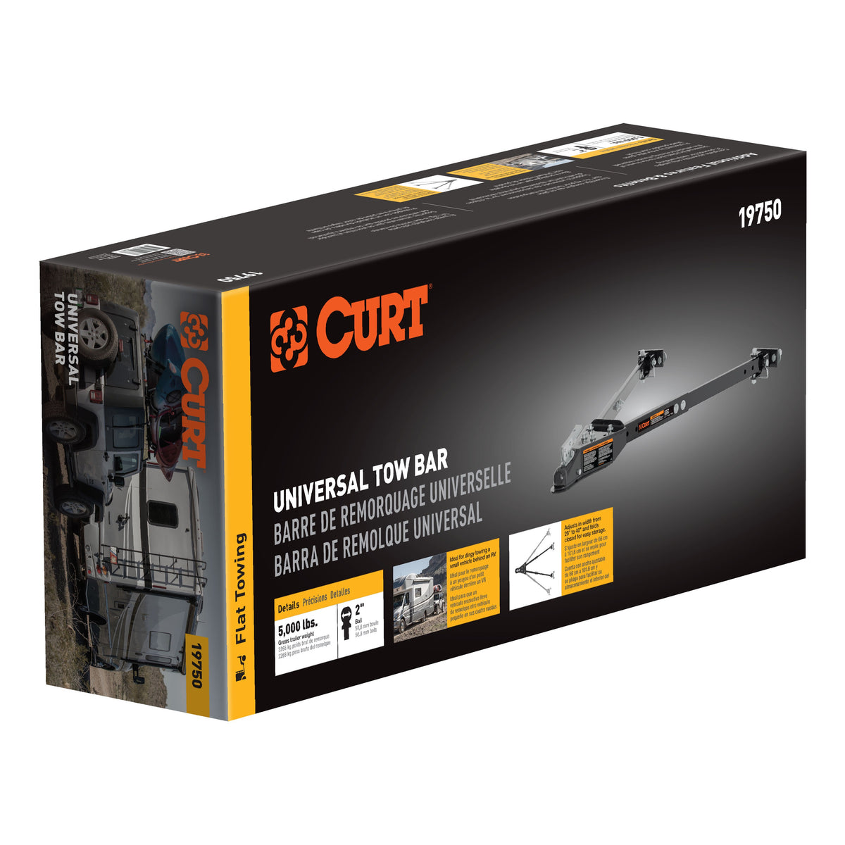 Universal Tow Bar With 2" Coupler 5000 Lbs Adjusts 26" To 40"