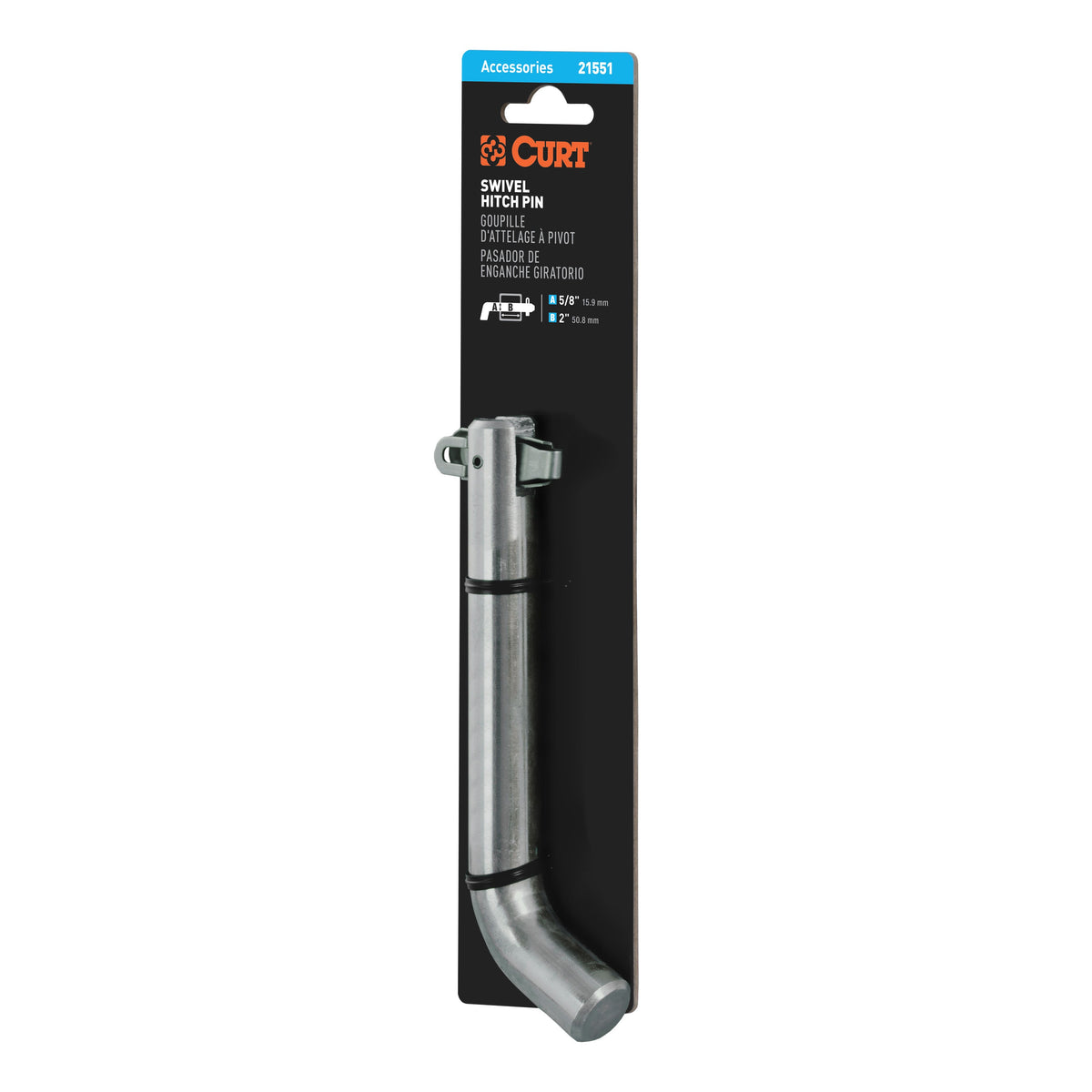 5/8" Swivel Hitch Pin (2" Receiver Chrome Packaged)