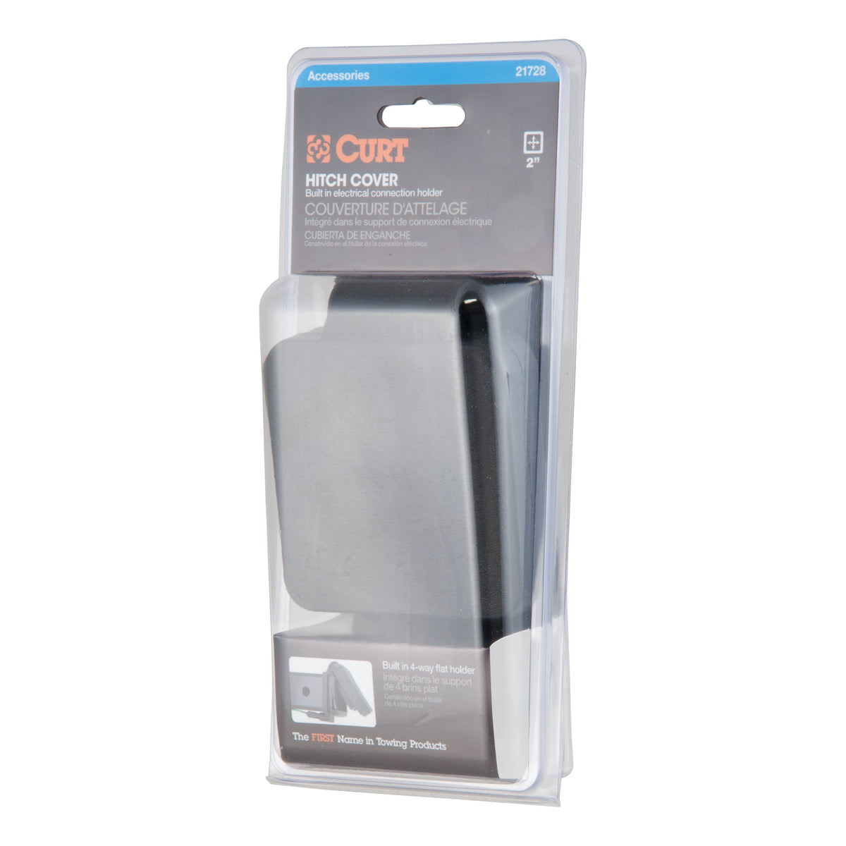 2" Rubber Hitch Tube Cover With 4-Way Flat Holder (Packaged)