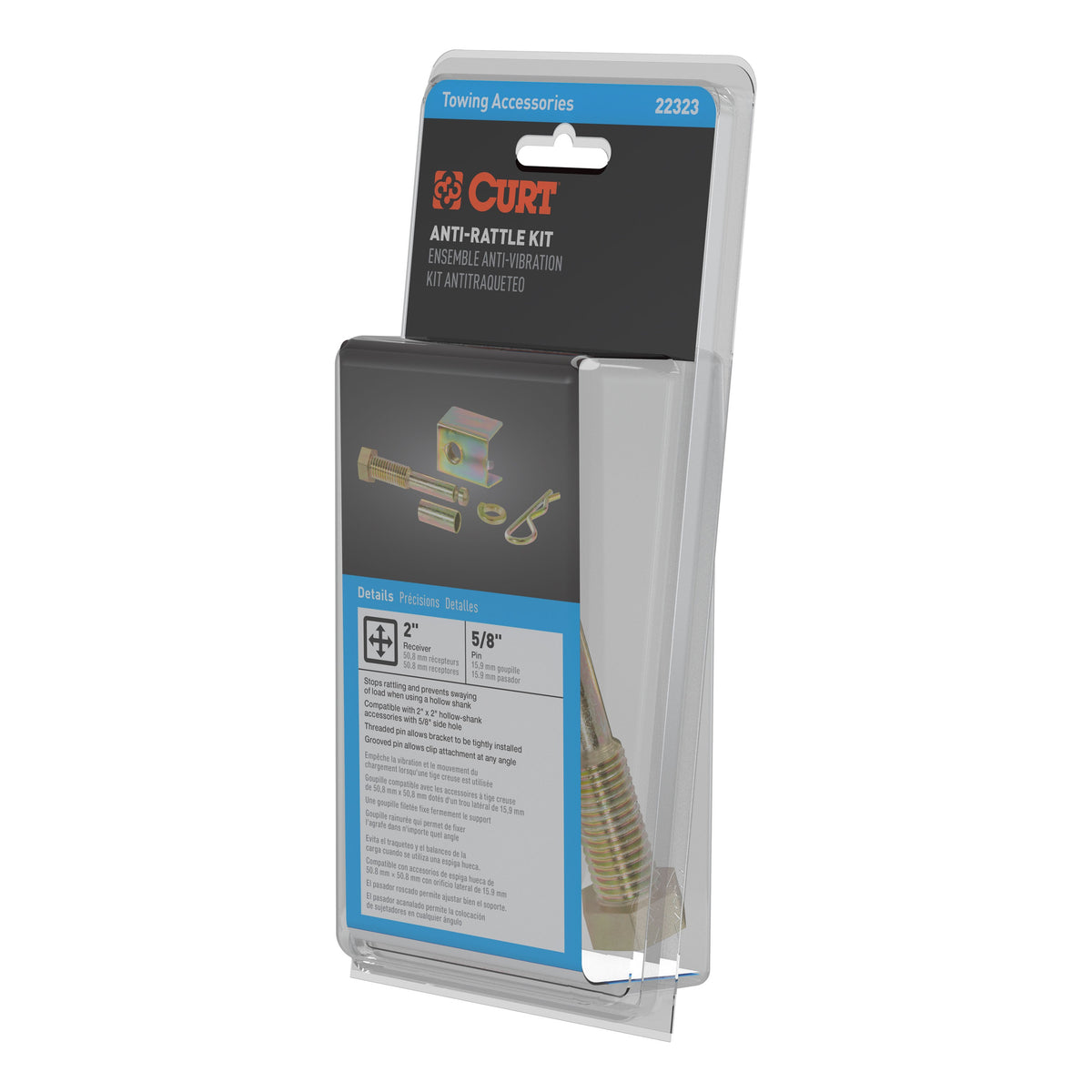 Anti-Rattle Hitch Pin And Shim (Fits 2" Receiver With 5/8" Hole)