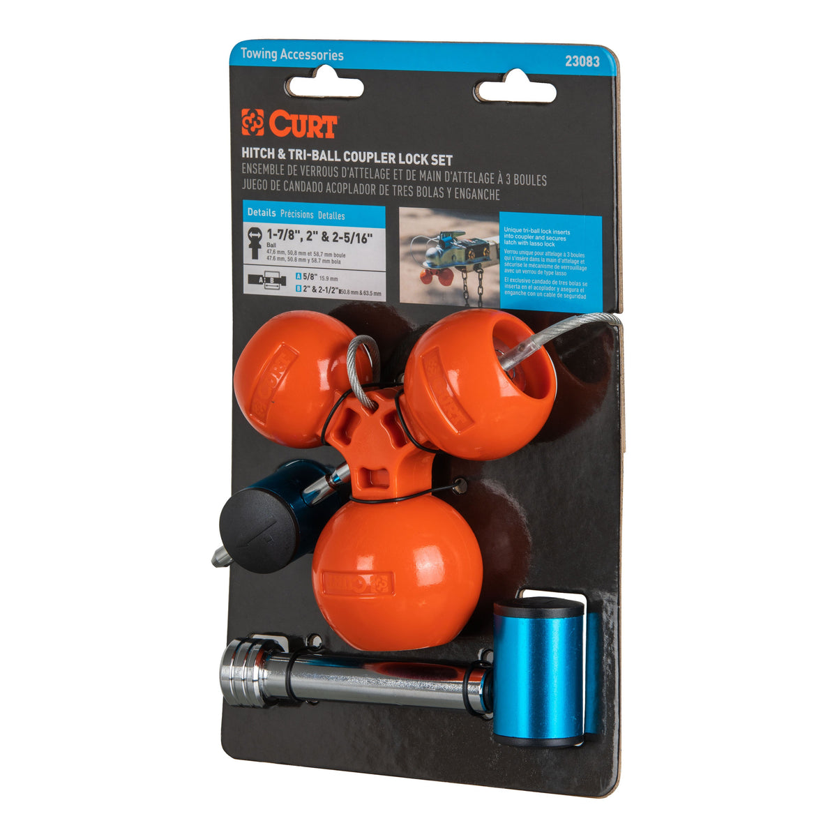 Hitch & Tri-Ball Coupler Lock Set (Up To 2-1/2" Receiver 1-7/8" 2" 2-5/16")