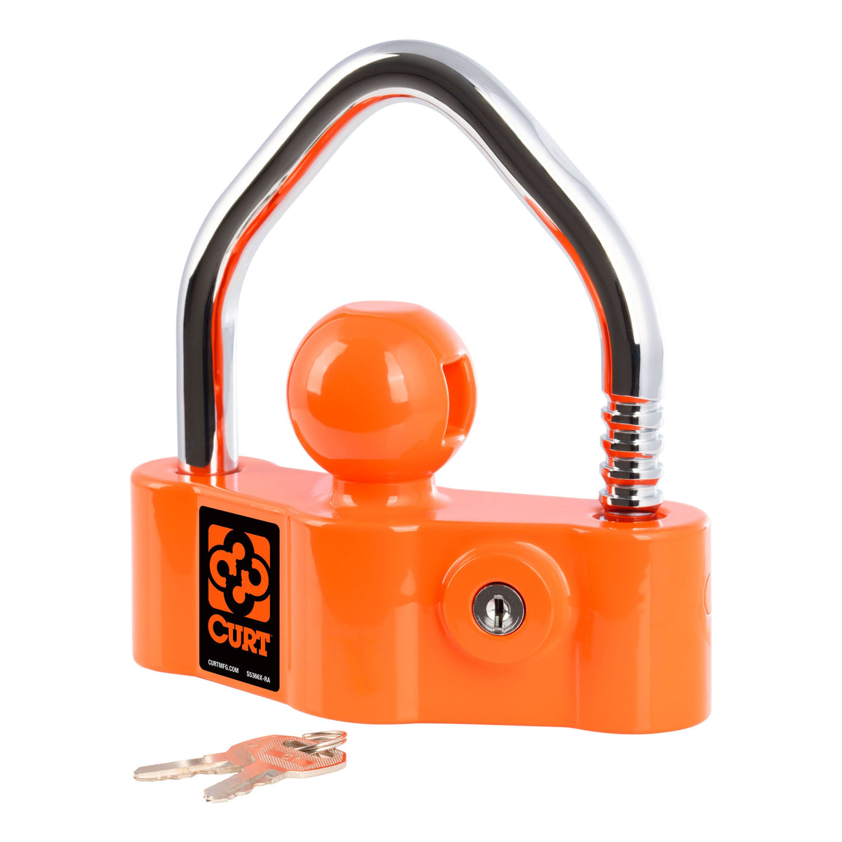 CURT 23091 Universal Heavy-Duty Trailer Coupler Lock  Bright Orange  Fits Couplers With 1-7/8"  2" Or 2-5/16" Ball Diameter
