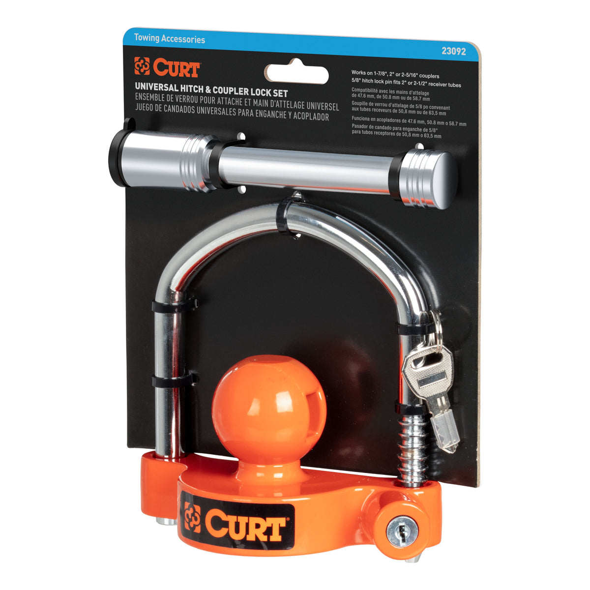 Hitch & Coupler Lock Set  2" Or 2-1/2" Receivers  1-7/8" To 2-5/16" Couplers
