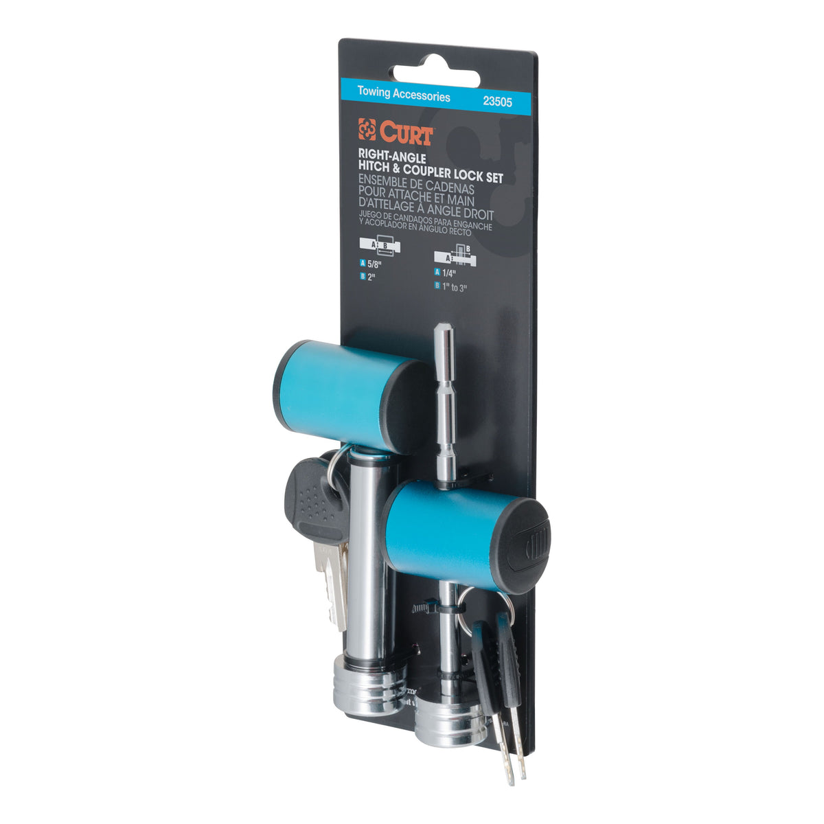 Right-Angle Hitch & Coupler Lock Set (2" Receiver 1" To 3" Latch)