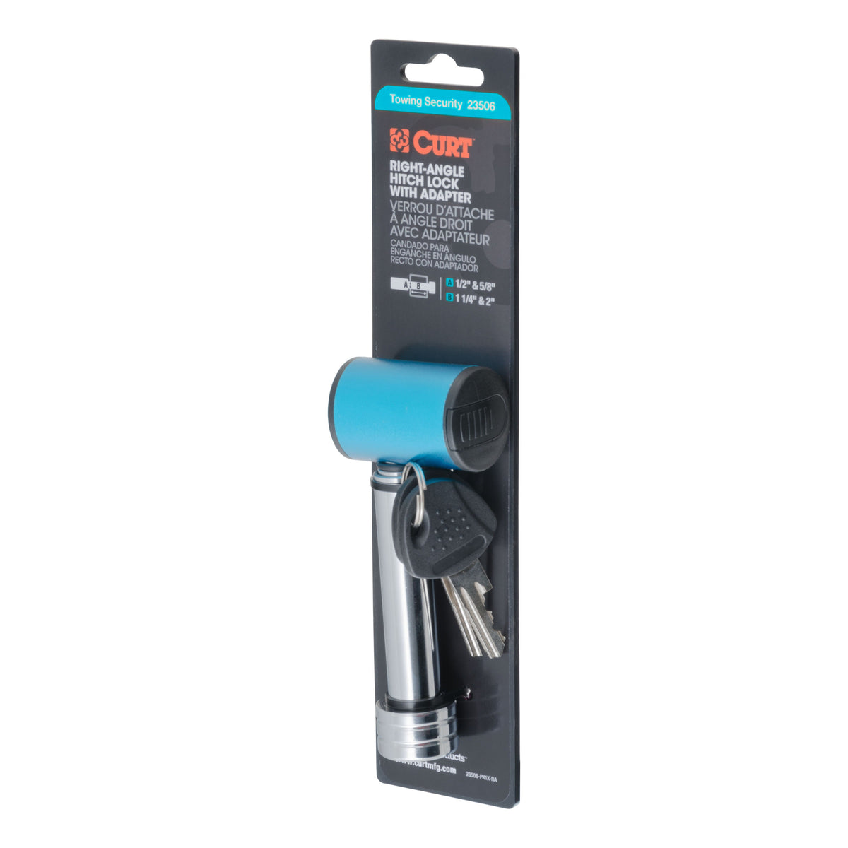 1/2" Hitch Lock With 5/8" Adapter (1-1/4" Or 2" Receiver Right-Angle Chrome)