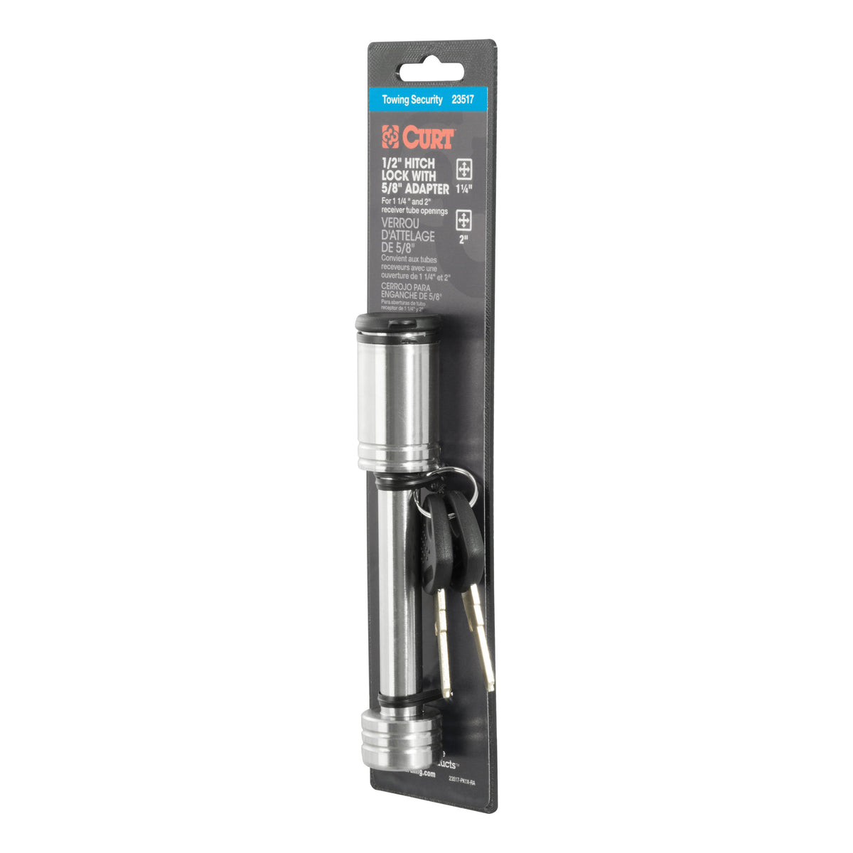 1/2" Hitch Lock With 5/8" Adapter (1-1/4" Or 2" Receiver Barbell Stainless)