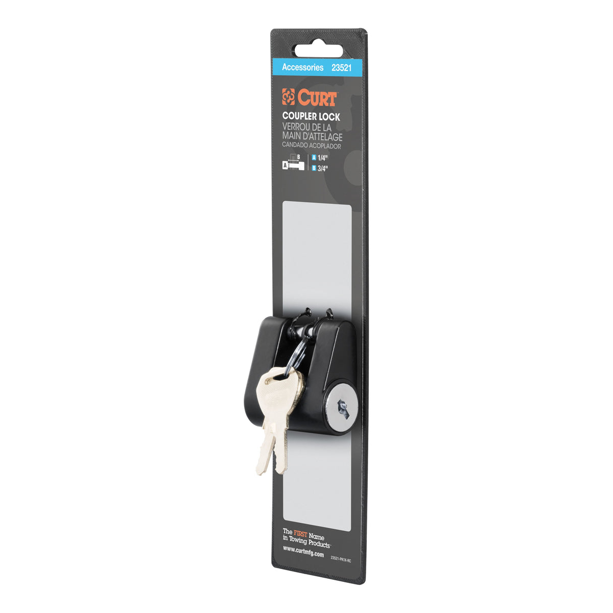 Coupler Lock (1/4" Pin 3/4" Latch Span Padlock Black)