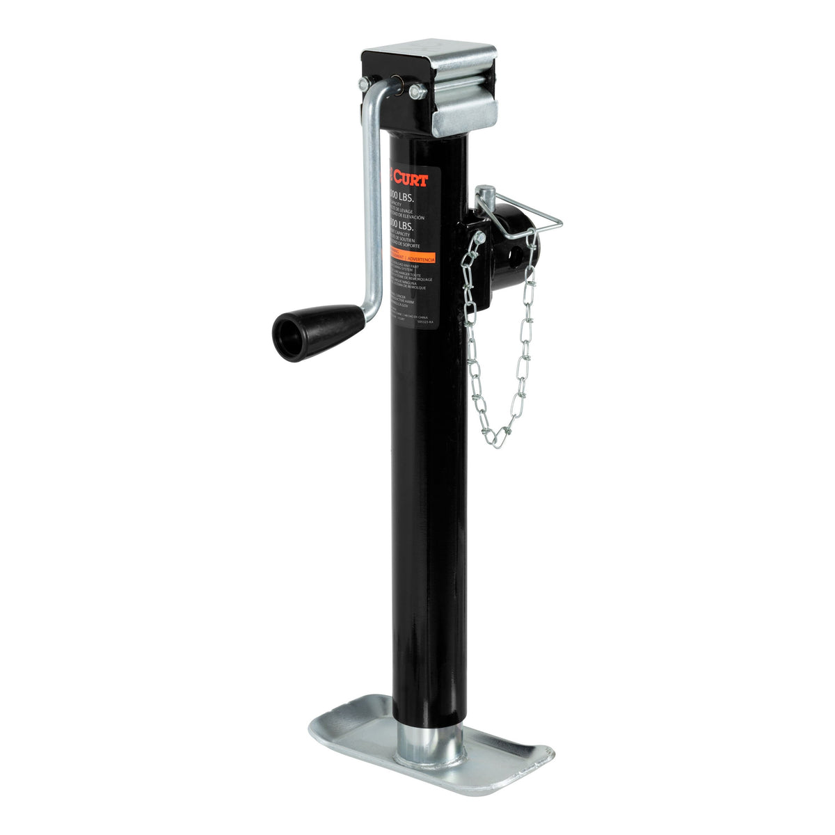 CURT 25005 Weld-On Pipe-Mount Swivel Trailer Tongue Jack  5 000 Lbs. Support Capacity  15-1/2 Inches Vertical Travel