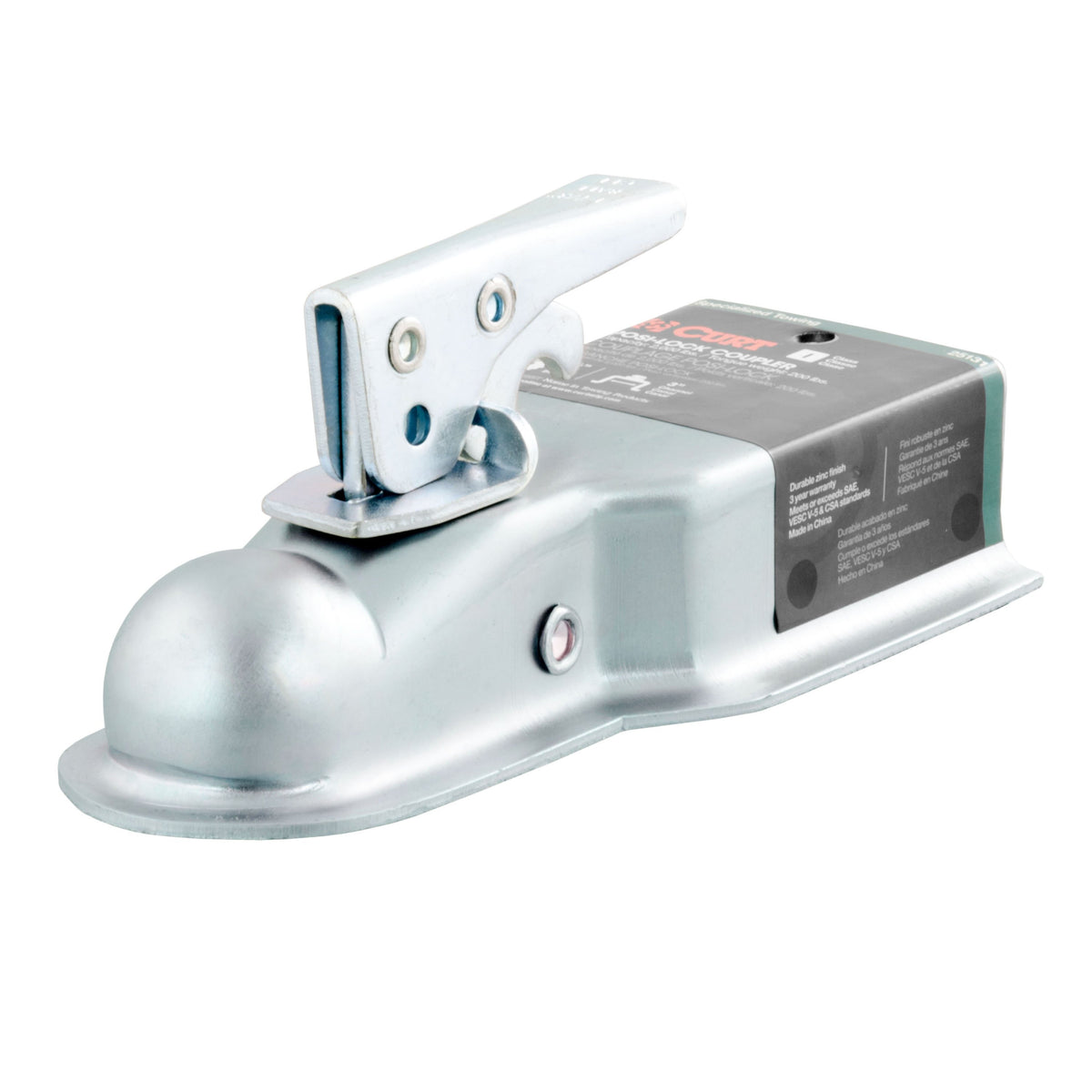 1-7/8" Straight-Tongue Coupler With Posi-Lock (3" Channel 2000 Lbs Zinc)