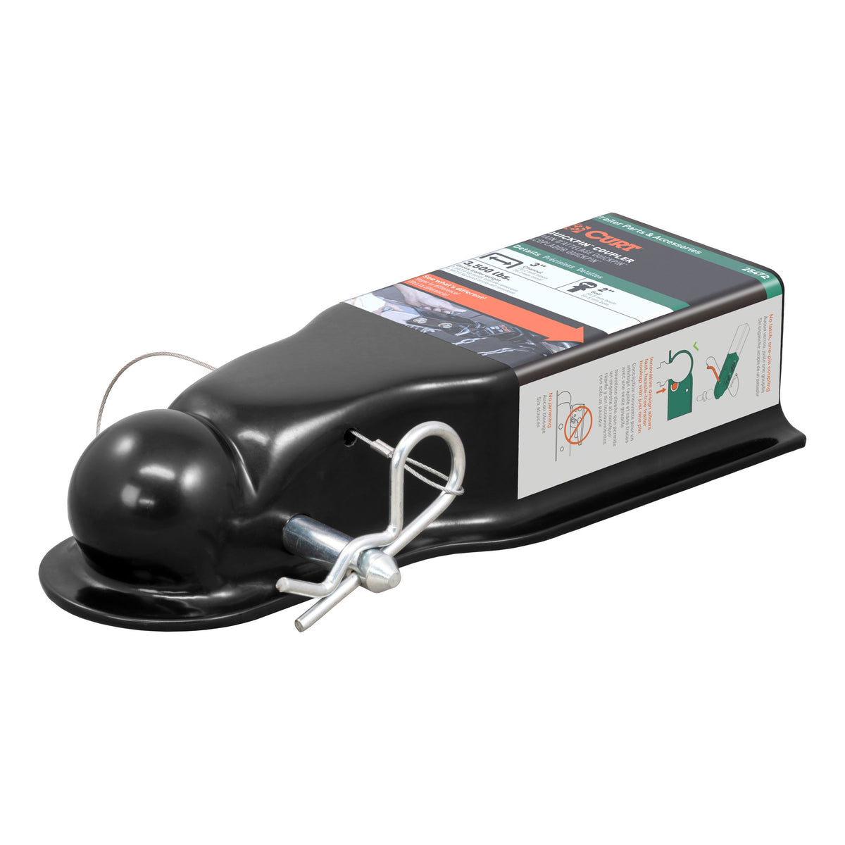 QuickPin No-Latch 2" Trailer Coupler (3" Channel 3500 Lbs)
