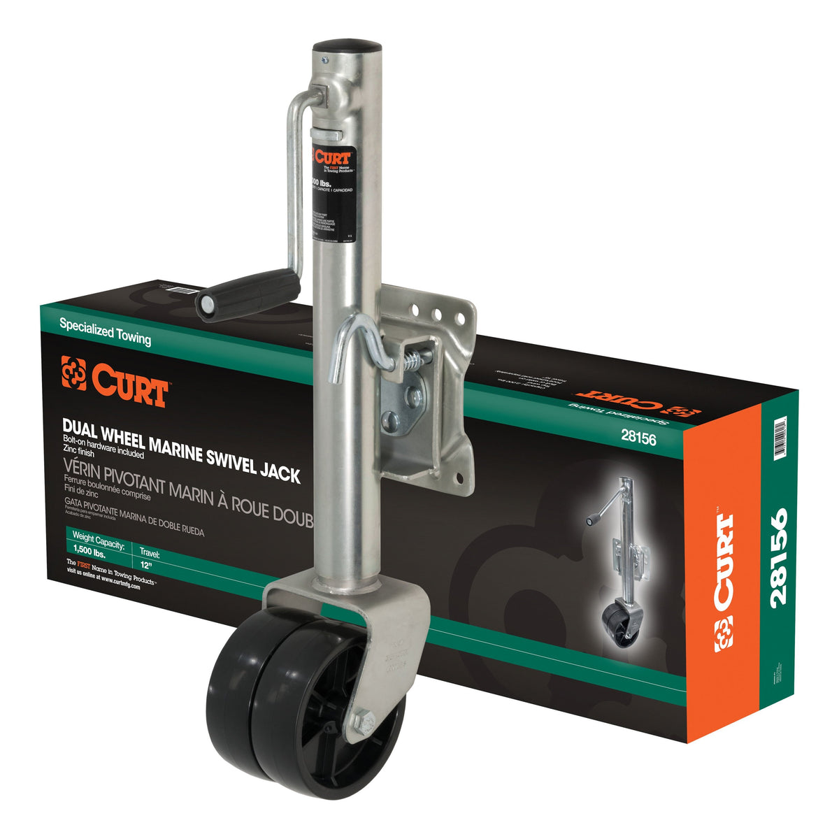 Marine Jack With Dual 6" Wheels (1500 Lbs 10" Travel Packaged)