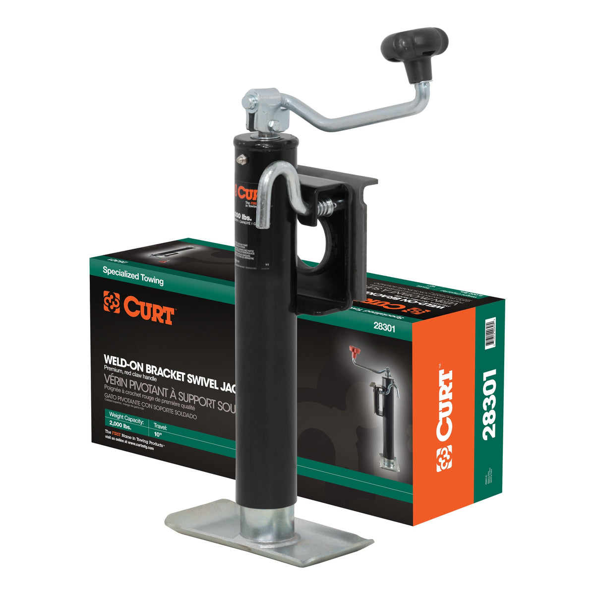 Bracket-Mount Swivel Jack With Top Handle (2000 Lbs 10" Travel Packaged)