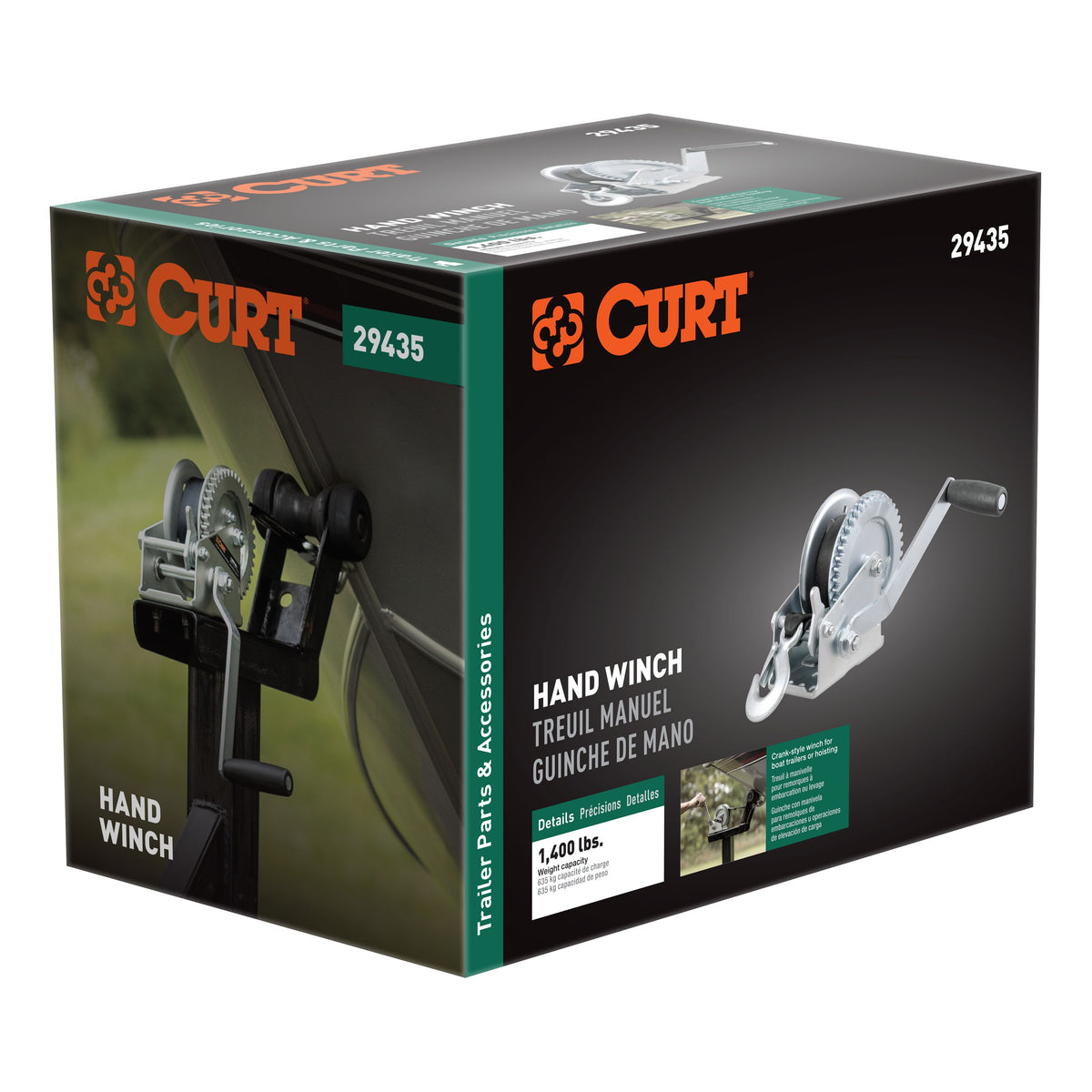 Hand Crank Winch With 20' Strap (1400 Lbs 7-1/2" Handle)