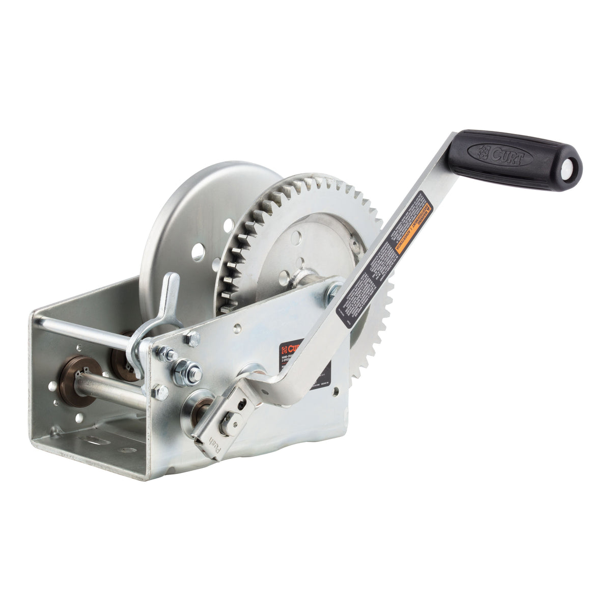 CURT 29532 Hand-Crank 2-Speed Winch  3 200 Lbs  5.4:1 High  17.5:1 Low Gear Ratio  9.6" Handle