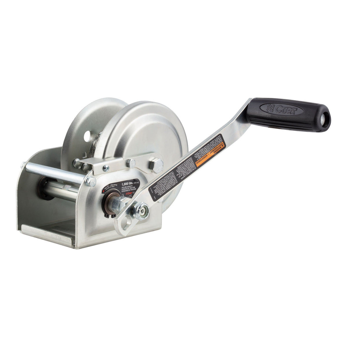 CURT 29610 Hand-Crank Brake Winch  1 000 Lbs  4.2:1 Gear Ratio  7" Handle