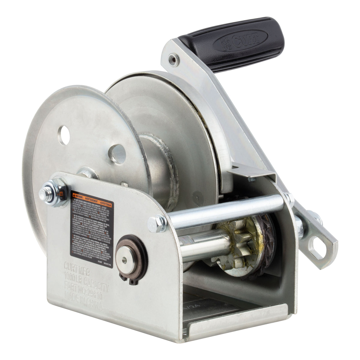 CURT 29610 Hand-Crank Brake Winch  1 000 Lbs  4.2:1 Gear Ratio  7" Handle