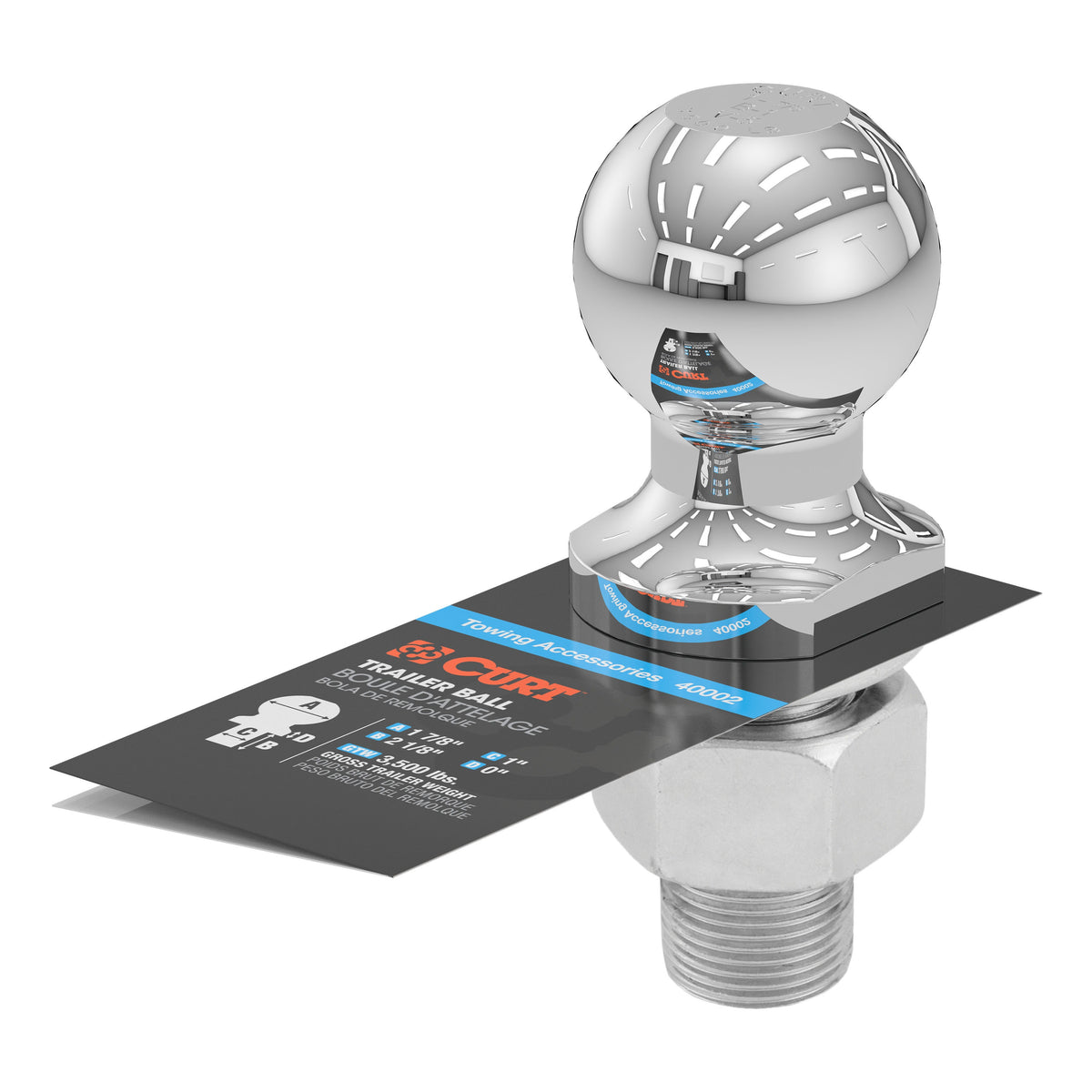 1-7/8" Trailer Ball (1" X 2-1/8" Shank 3500 Lbs. Chrome)