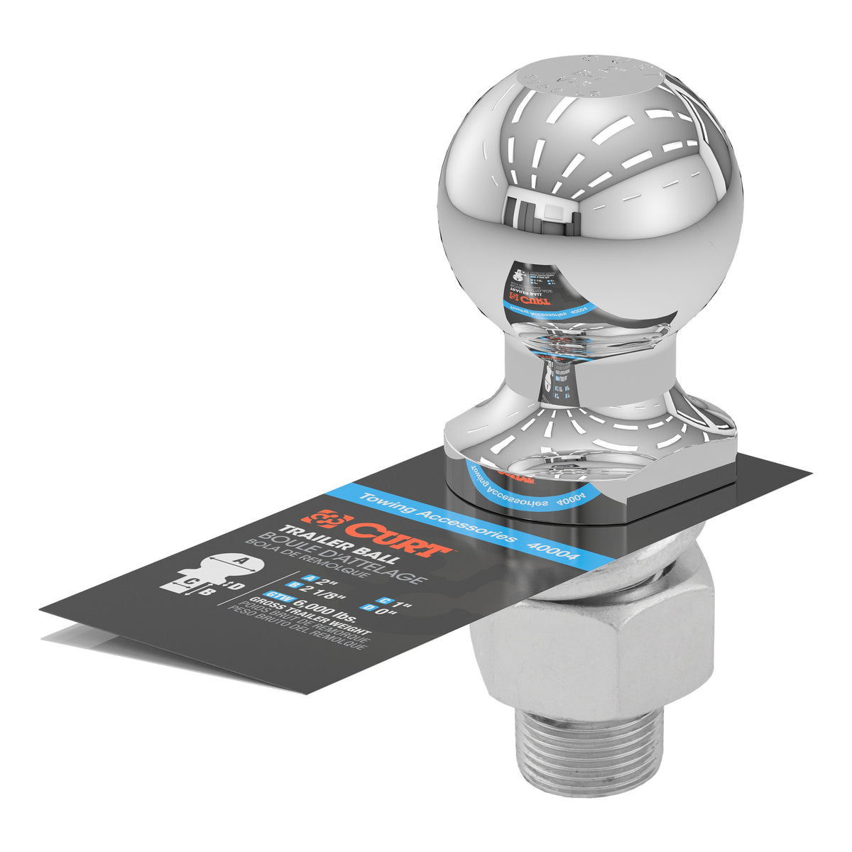 2" Trailer Ball (1" X 2-1/8" Shank 6000 Lbs. Chrome)