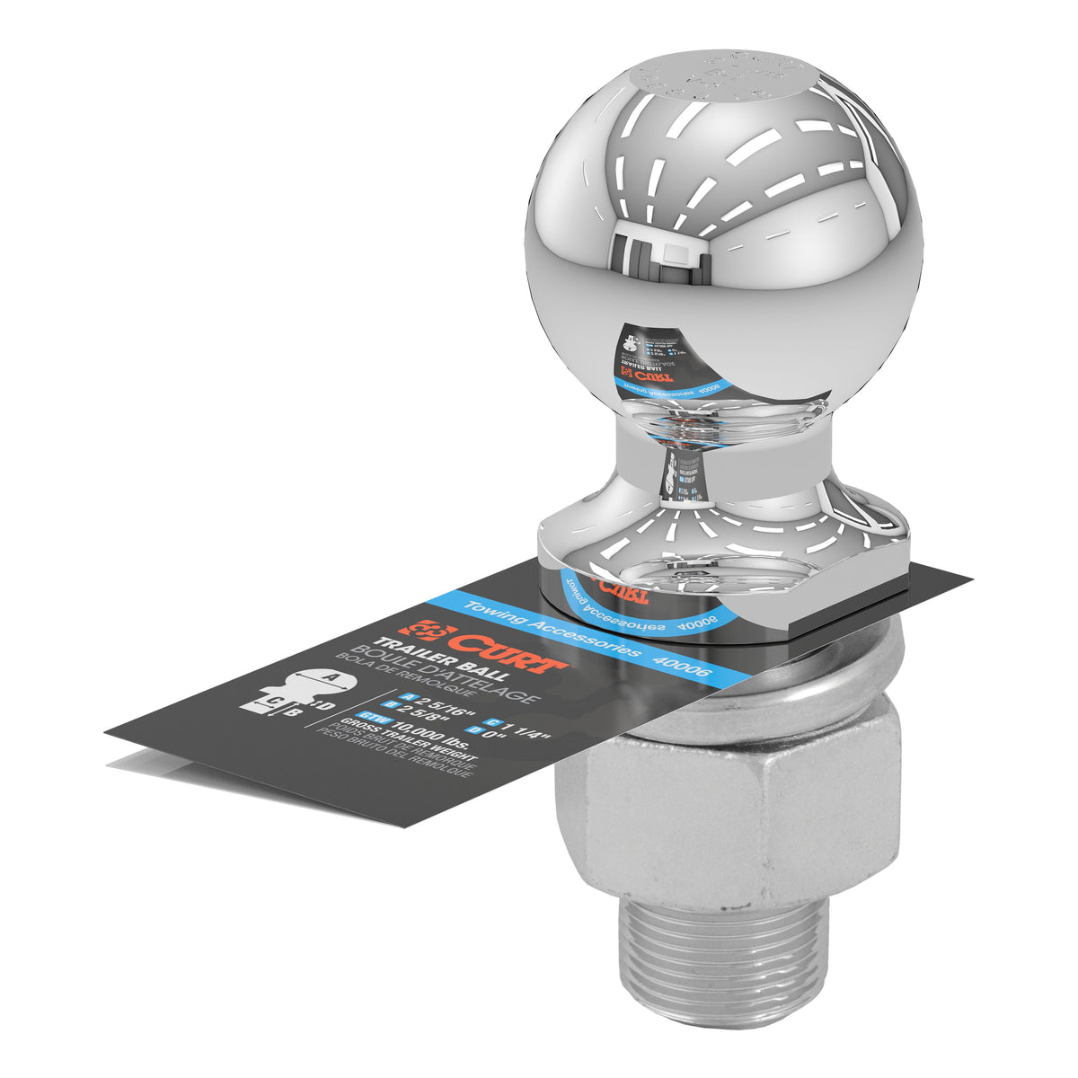 2-5/16" Trailer Ball (1-1/4" X 2-5/8" Shank 10000 Lbs. Chrome)