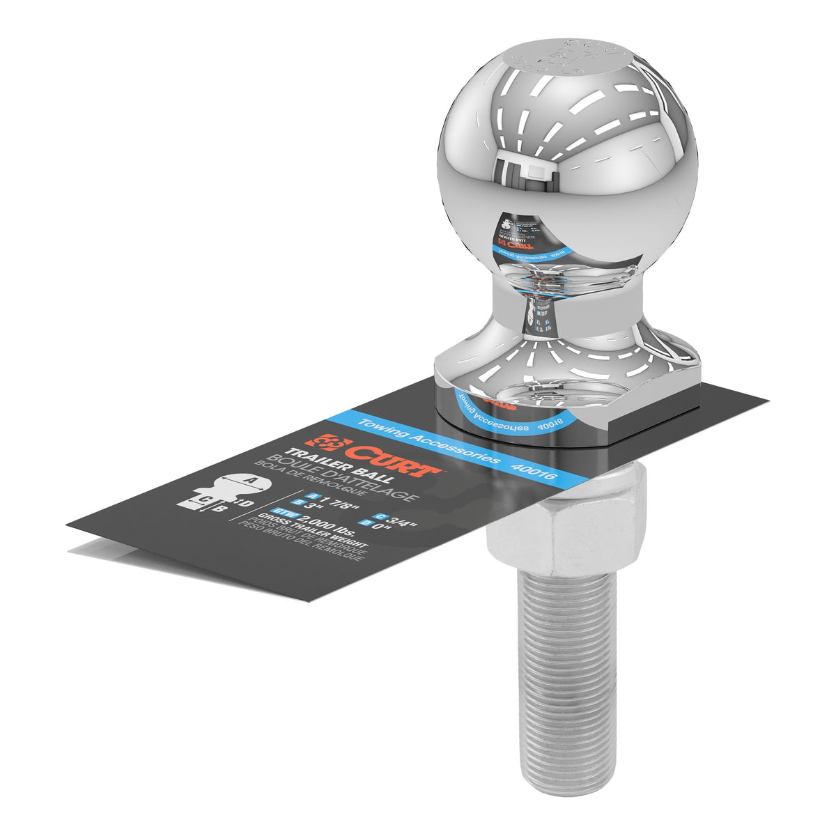 1-7/8" Trailer Ball (3/4" X 3" Shank 2000 Lbs. Chrome)