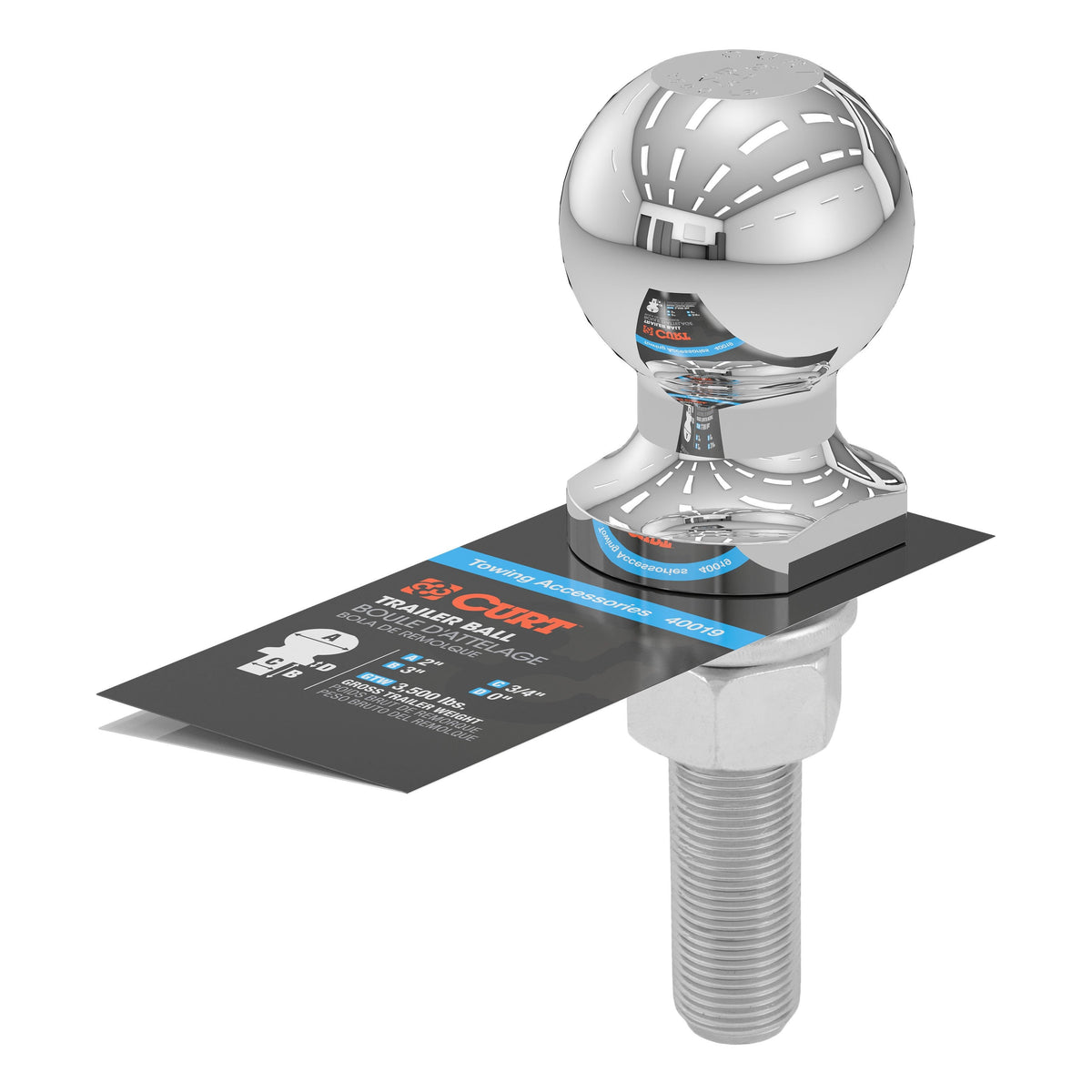 2" Trailer Ball (3/4" X 3" Shank 3500 Lbs. Chrome)