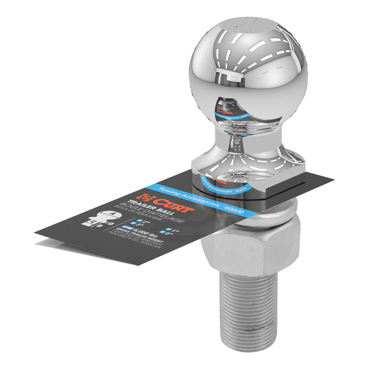 2" Trailer Ball (1" X 3" Shank 6000 Lbs. Chrome)