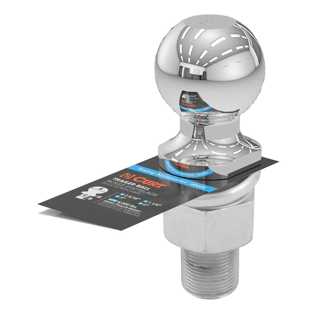 2-5/16" Trailer Ball (1-1/4" X 3" Shank 6000 Lbs. Chrome)