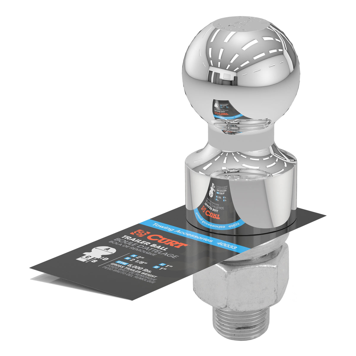 2" Trailer Ball (1" X 2-1/8" Shank 1" Rise 6000 Lbs. Chrome)