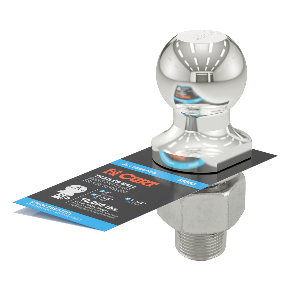 2" Trailer Ball (1-1/4" X 2-5/8" Shank 10000 Lbs. Stainless)