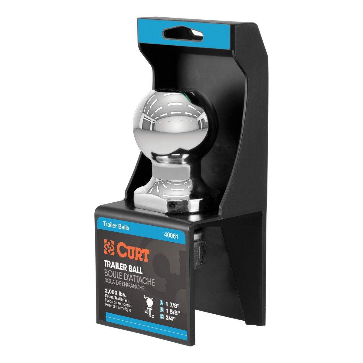 1-7/8" Trailer Ball (3/4" X 1-5/8" Shank 2000 Lbs. Chrome Packaged)