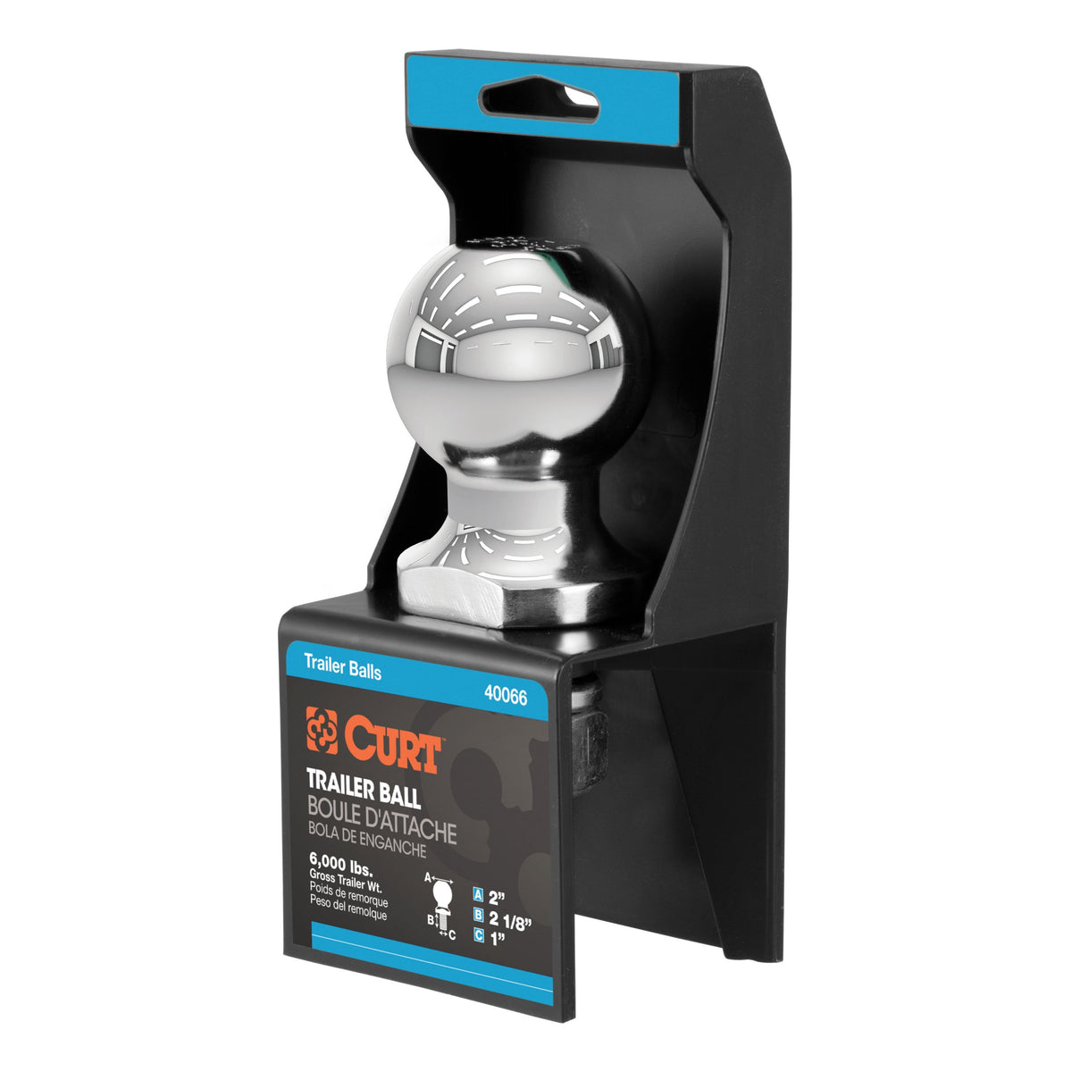 2" Trailer Ball (1" X 2-1/8" Shank 6000 Lbs. Chrome Packaged)
