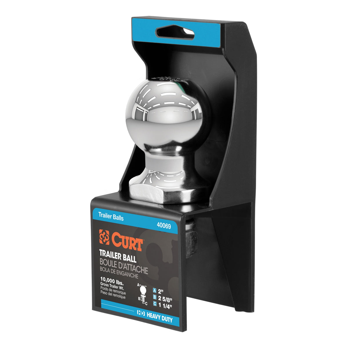 2" Trailer Ball (1-1/4" X 2-5/8" Shank 10000 Lbs. Chrome Packaged)