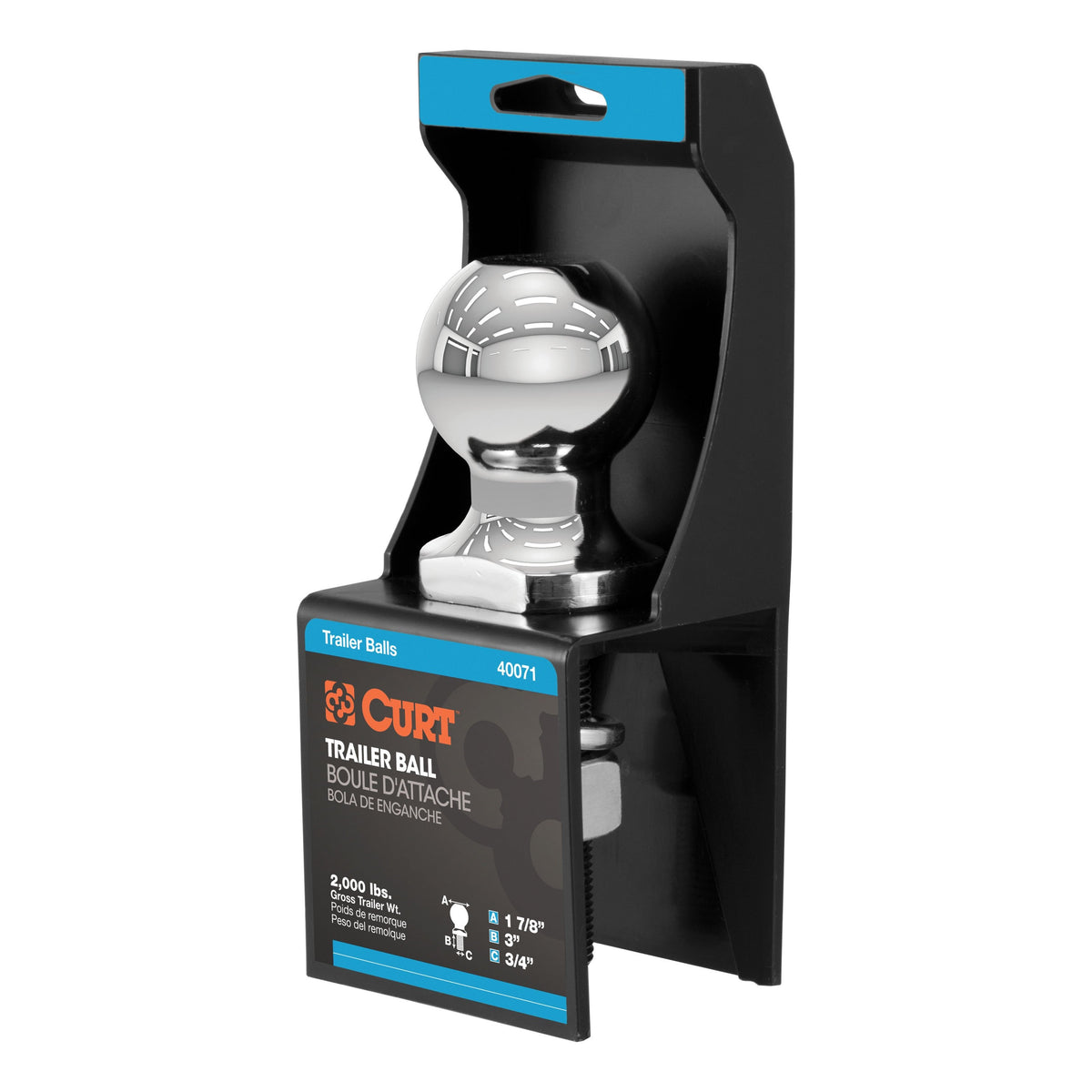 1-7/8" Trailer Ball (3/4" X 3" Shank 2000 Lbs. Chrome Packaged)