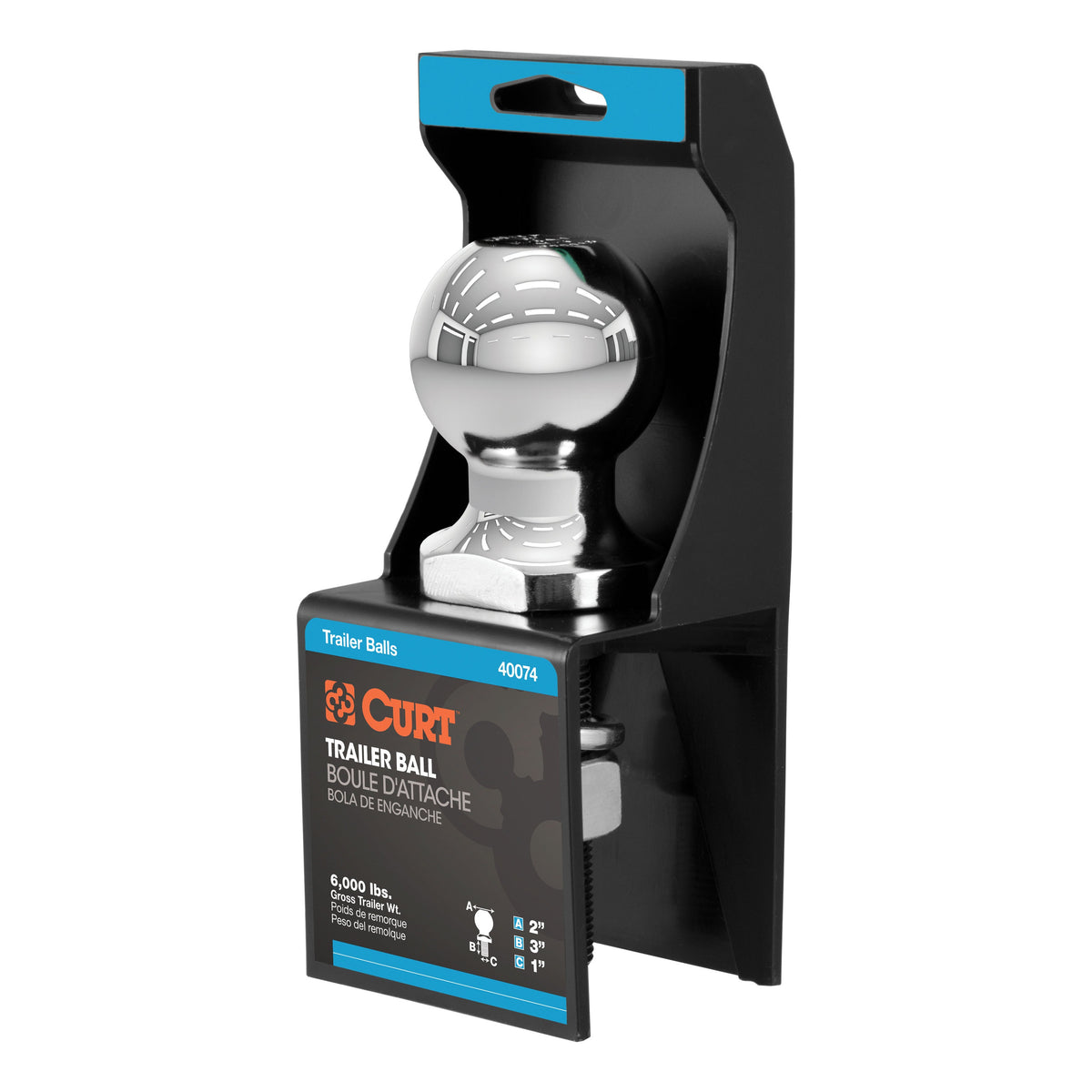 2" Trailer Ball (1" X 3" Shank 6000 Lbs. Chrome Packaged)
