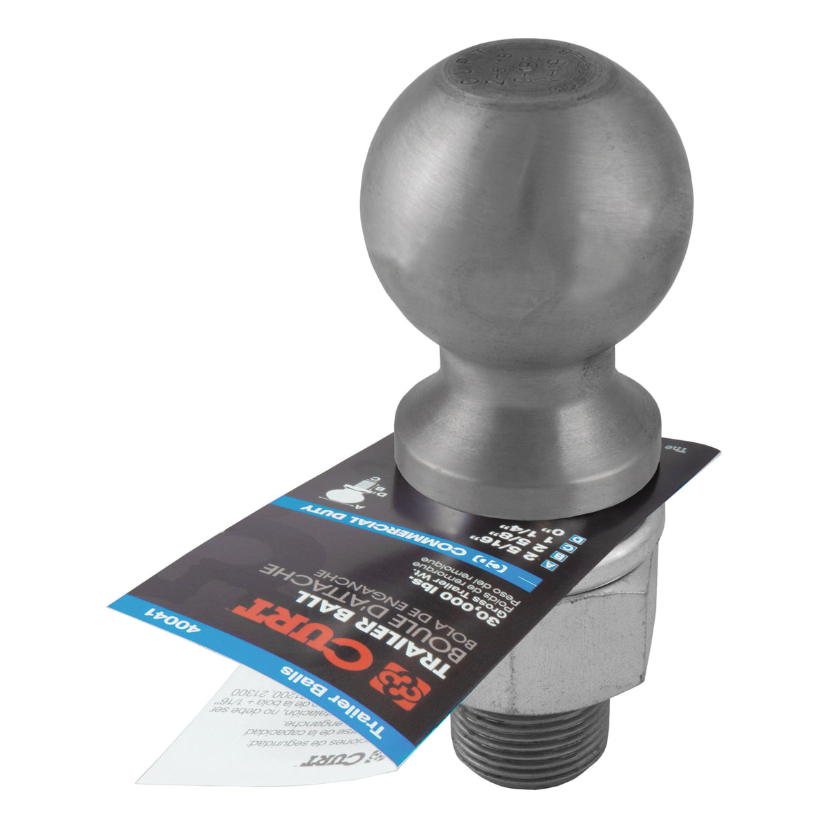 2-5/16" Trailer Ball (1-1/4" X 2-5/8" Shank 30000 Lbs. Raw Steel)