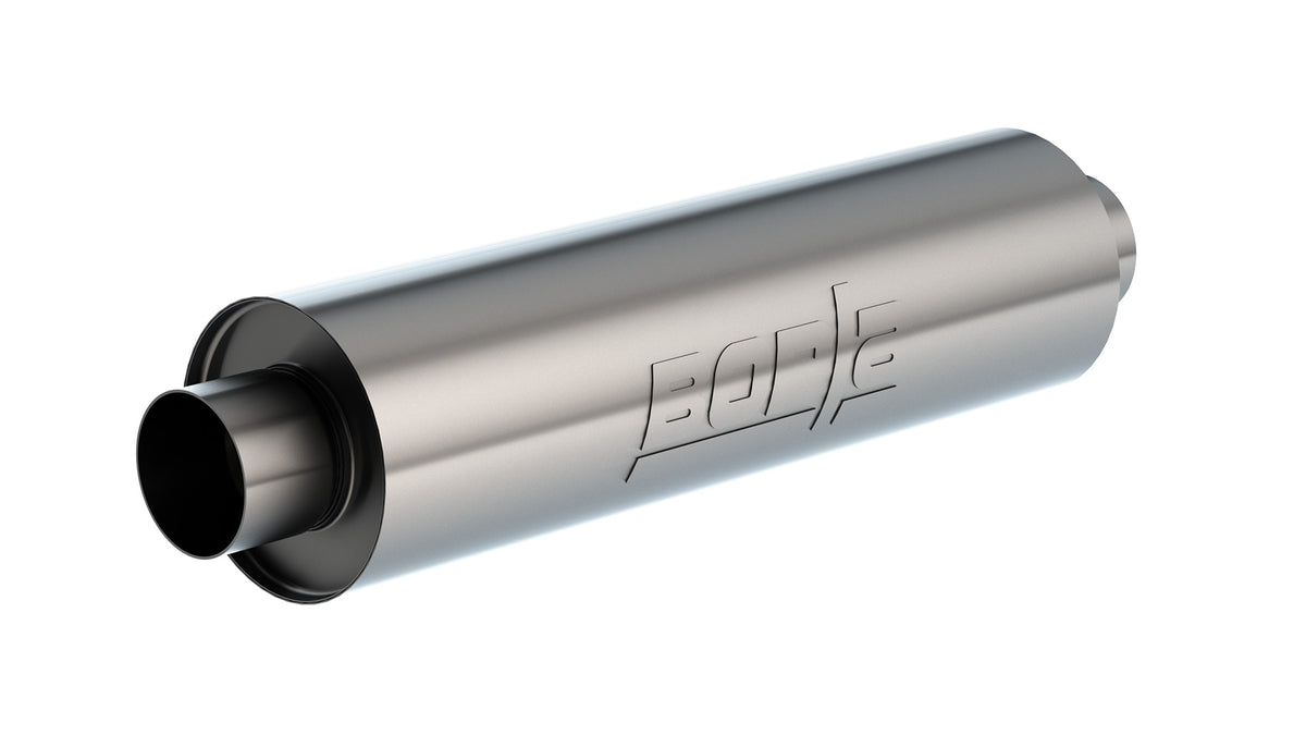Specialty Muffler - Heavy Duty (Truck) - 3.5" Center Inlet/ 3.5" Center Outlet 6.75" Round X 24" Long Body Un-Notched Necks Part # 401624