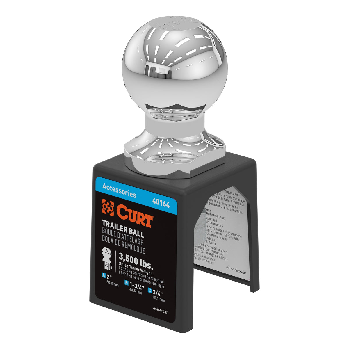 2" Trailer Ball (3/4" X 1-3/4" Shank 3500 Lbs. Chrome Packaged)