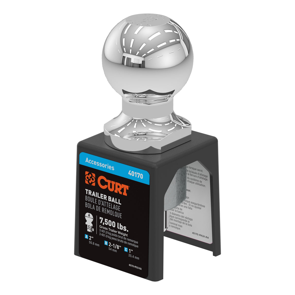 2" Trailer Ball (1" X 2-1/8" Shank 7500 Lbs. Chrome Packaged)