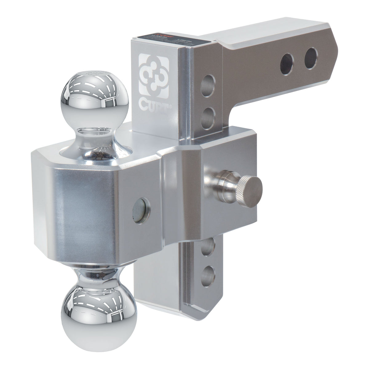 CURT 45363 AlumaLite Adjustable Aluminum Trailer Hitch With Dual Ball  5-1/2" Drop  12 500 Lbs. GTW  2" & 2-5/16" Balls