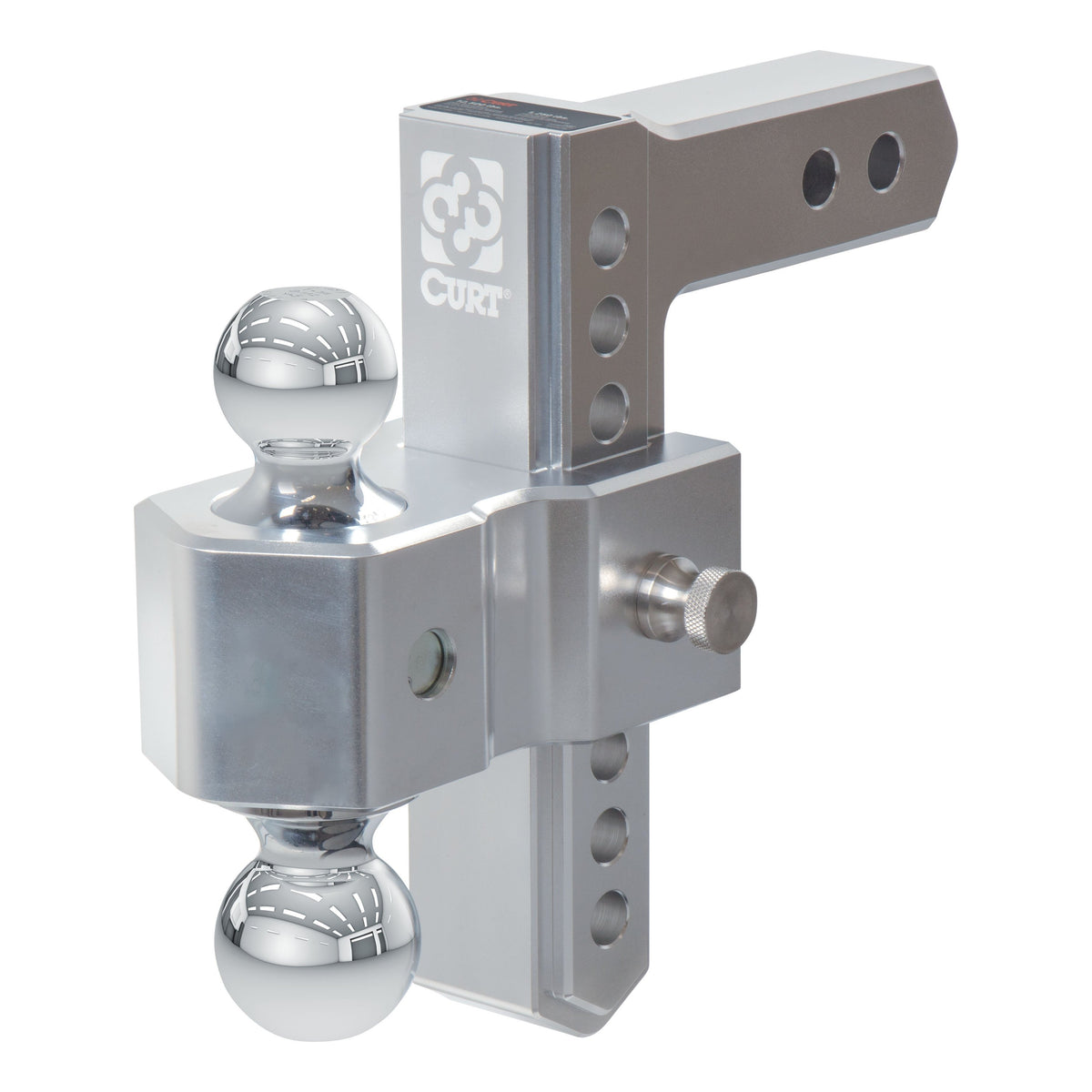 CURT 45365 AlumaLite Adjustable Aluminum Trailer Hitch With Dual Ball  7-1/2" Drop  12 500 Lbs. GTW  2" & 2-5/16" Balls