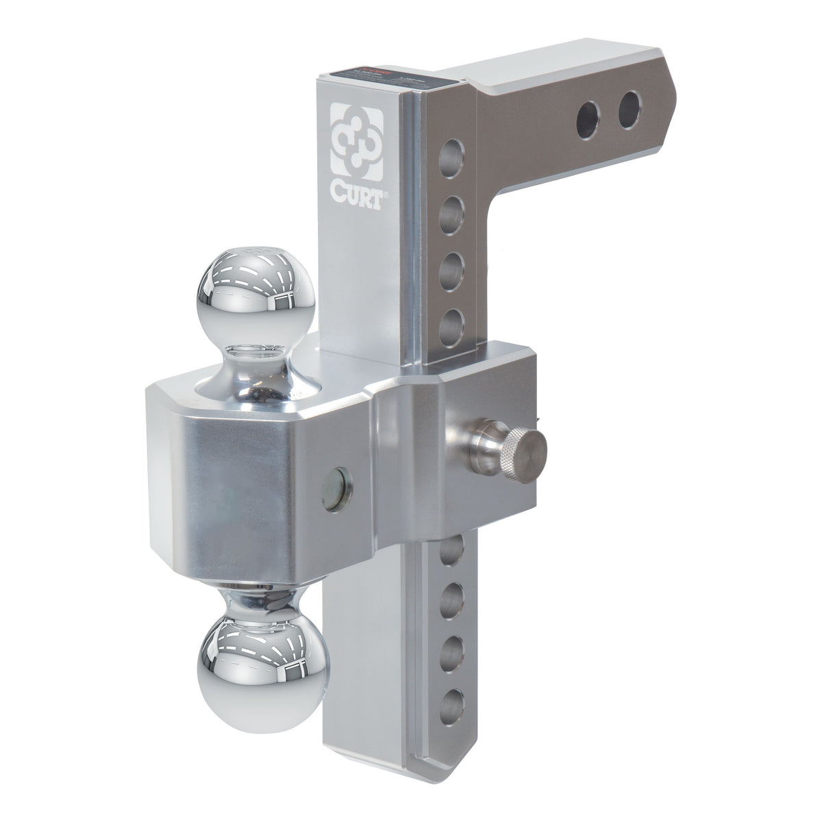 CURT 45366 AlumaLite Adjustable Aluminum Trailer Hitch With Dual Ball  9-1/2" Drop  10 000 Lbs. GTW  2" & 2-5/16" Balls