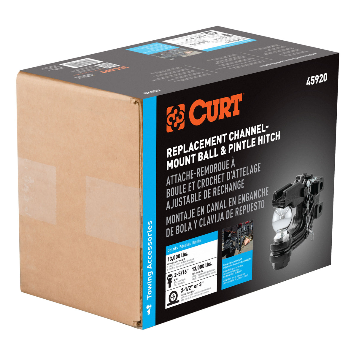 Replacement Channel Mount Ball & Pintle Hitch (2-5/16" Ball 13000 Lbs.)