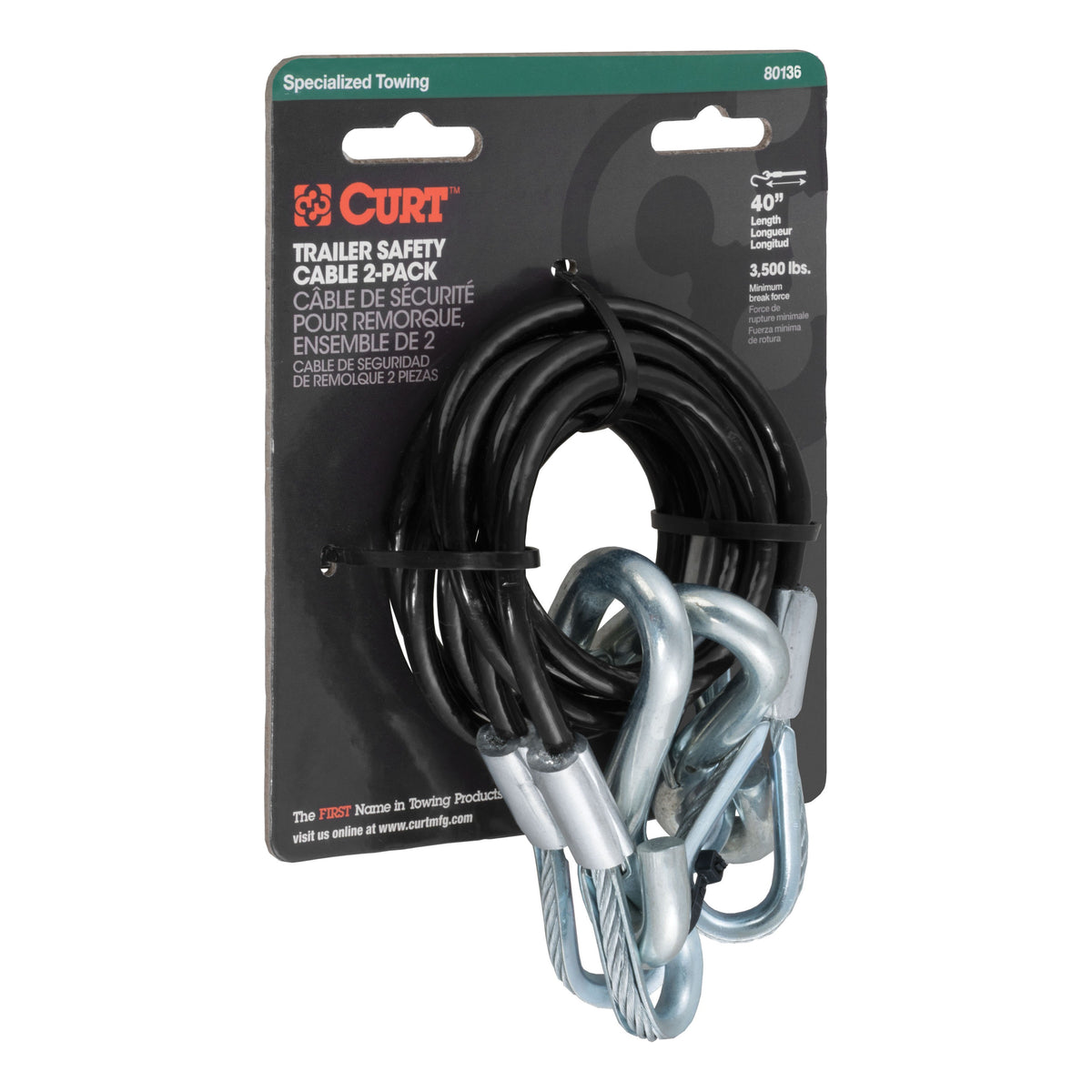 43-7/8" Safety Cables With 2 Snap Hooks (3500 Lbs Vinyl-Coated 2-Pack)