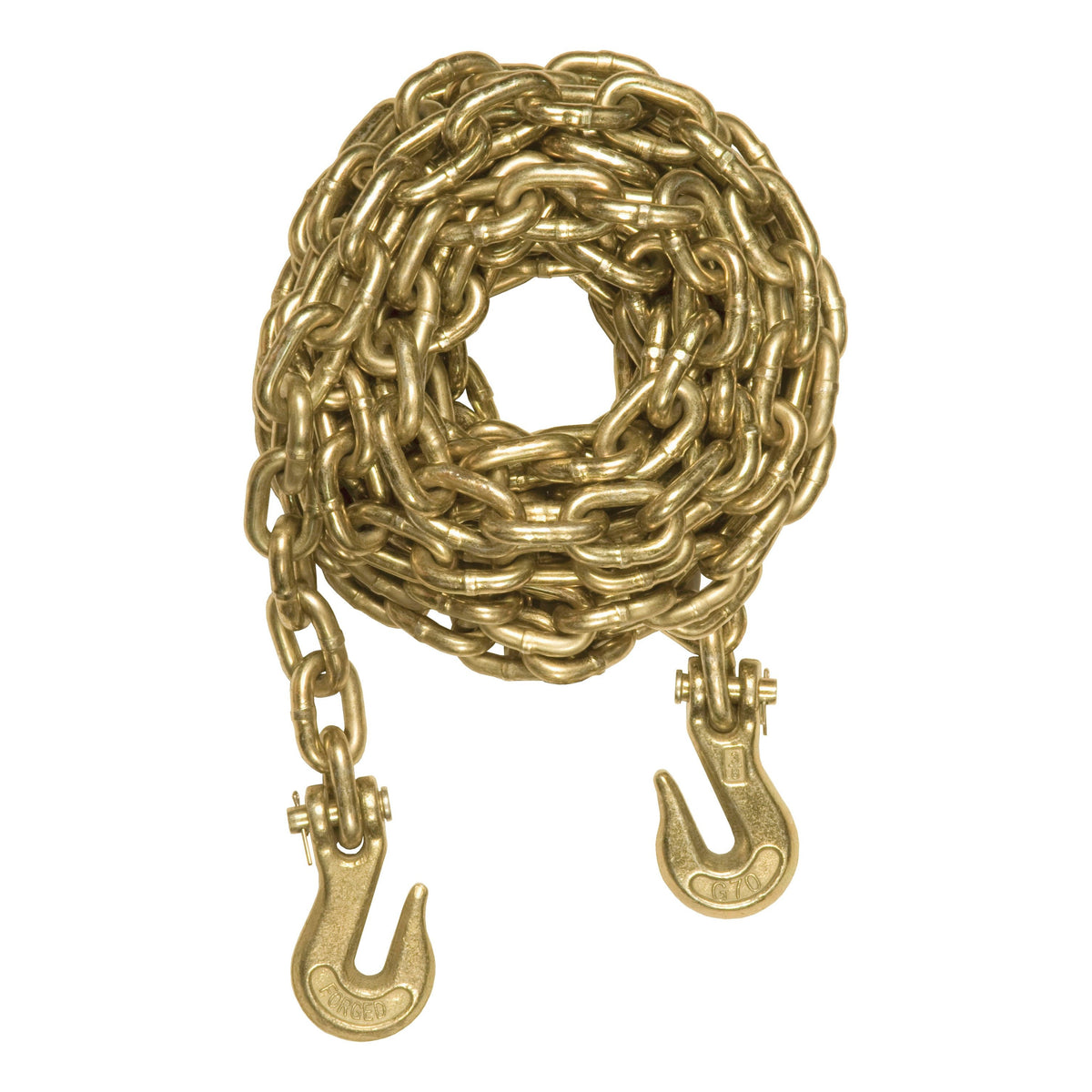 16' Transport Binder Safety Chain With 2 Clevis Hooks (26400 Lbs Yellow Zinc)