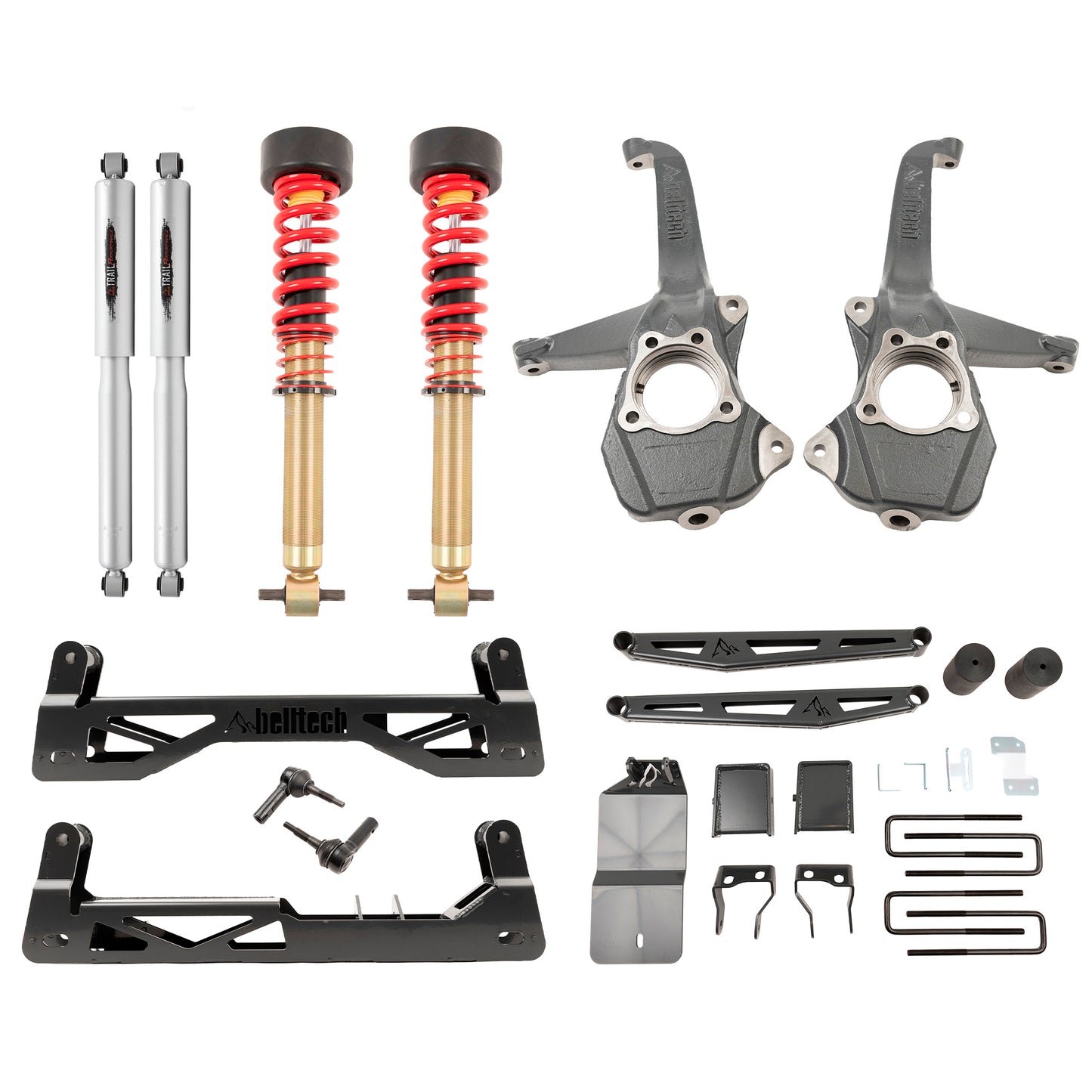 BELLTECH 150210TPC LIFT KIT 6-8IN. LIFT KIT INC. FRONT AND REAR TRAIL PERFORMANCE COILOVERS/SHOCKS 2019-2023 GM SILVERADO/SIERRA 1500 2WD/4WD 6-8IN. LIFT WITH TRAIL PEFORMANCE COILOVERS/SHOCKS